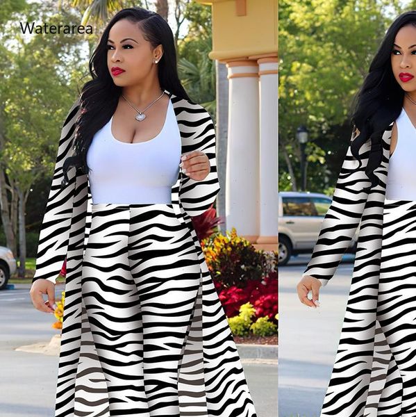 

plus size striped 2 piece set spring autumn long sleeve maxi open stitch and pencil pants casual outfit dm136, Gray