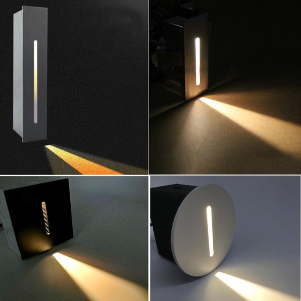 

3w recessed stairs led light 1w ac85-265v wall sconce lamp indoor stair step corridor hallway pathway stairway night lighting