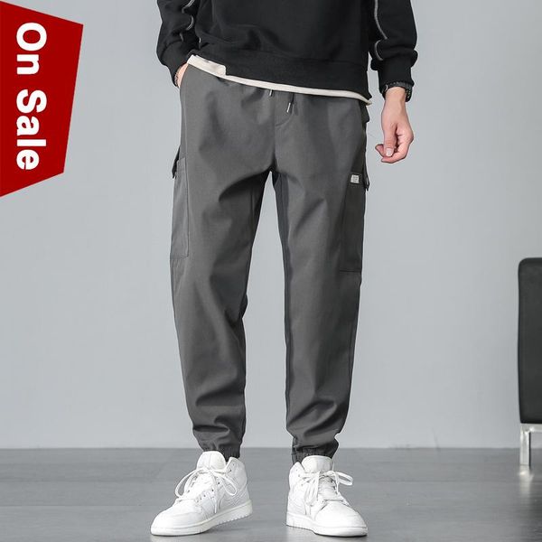 

newly men's sweatpants spring multi-pockets harem pants male boy long sports pencil trousers jogging casual pants yong students, Black