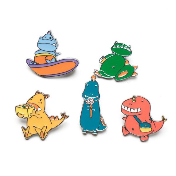 

pins, brooches hoseng original carton yellow childhood dragon animals metal brooch children backpack lapel cute alloy jewelry enamel pin hs_, Gray