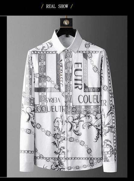 

men's casual shirts 2021 autumn trend european goods long-sleeved shirt heavy industry drilling slim fit 2 colors availabl, White;black