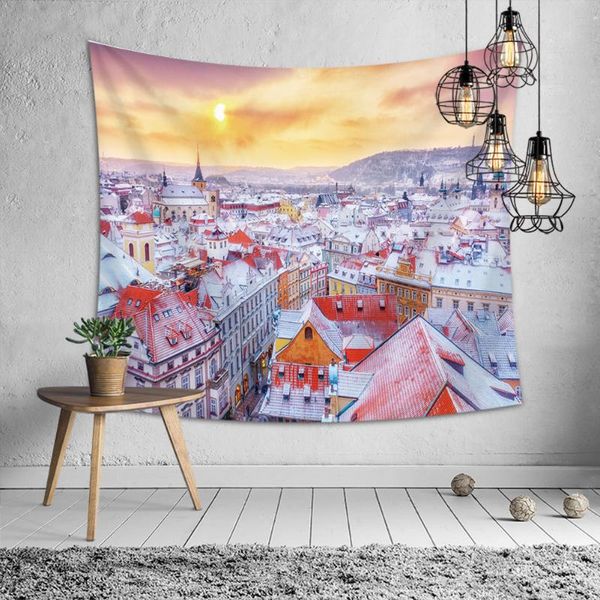 

tapestries winter sunset hanging wall christmas tapestry mandala hippie boho plant blanket home decor green tablecloth kitchen carpet