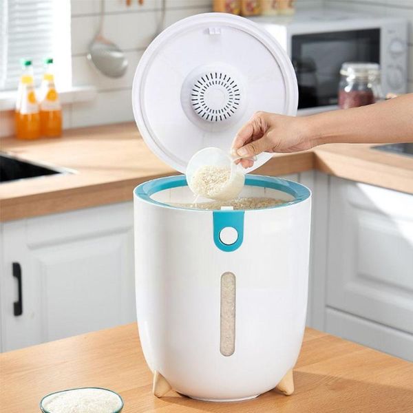 

storage bottles & jars 5/10kg food container box uses rice grain feed bucket dry home cat dispenser litter toys case kitchen store plastic