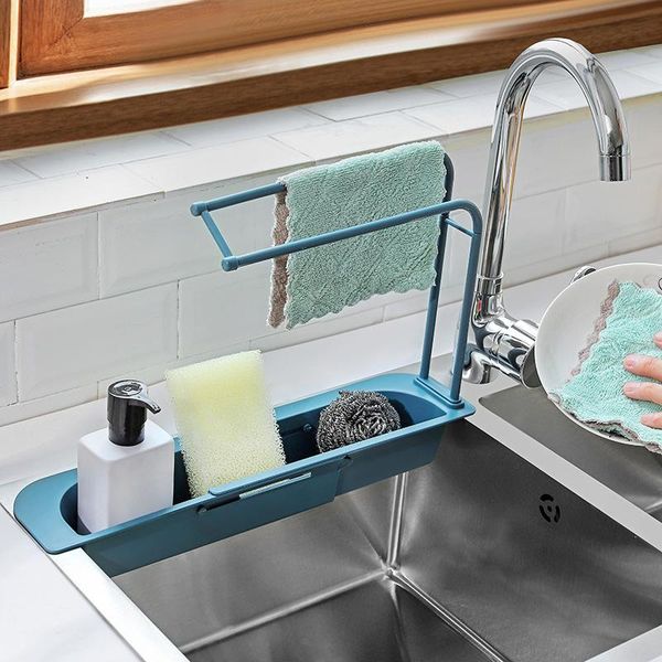 

kitchen storage & organization sink drainer rack basket bag faucet holder sponge adjustable bathroom for home