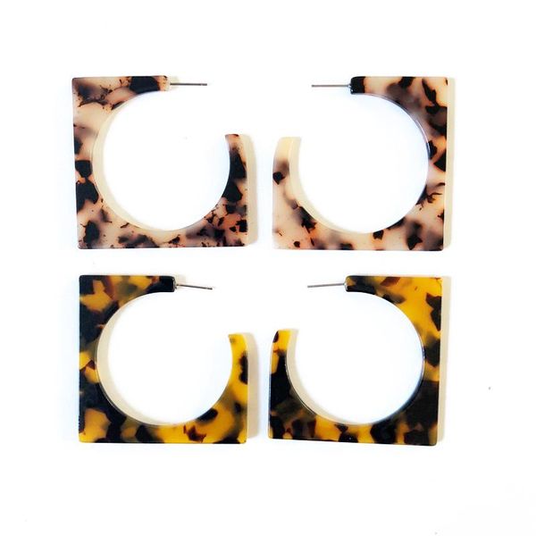 

stud square and round leopard earrings, Golden;silver