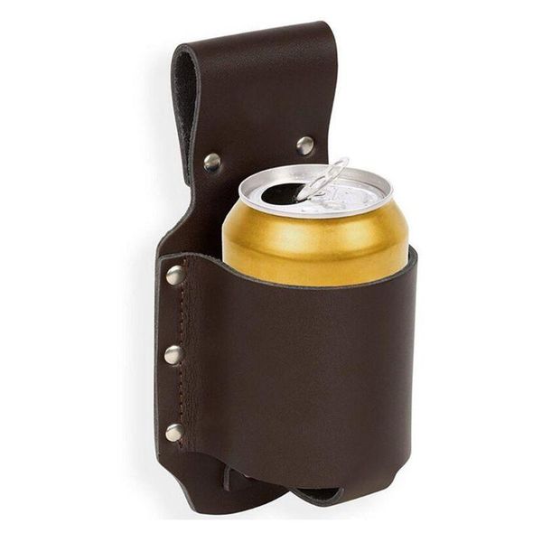 

waist bags 066f portable pu leather beer holster metal belt bag handy wine bottles beverage can holder