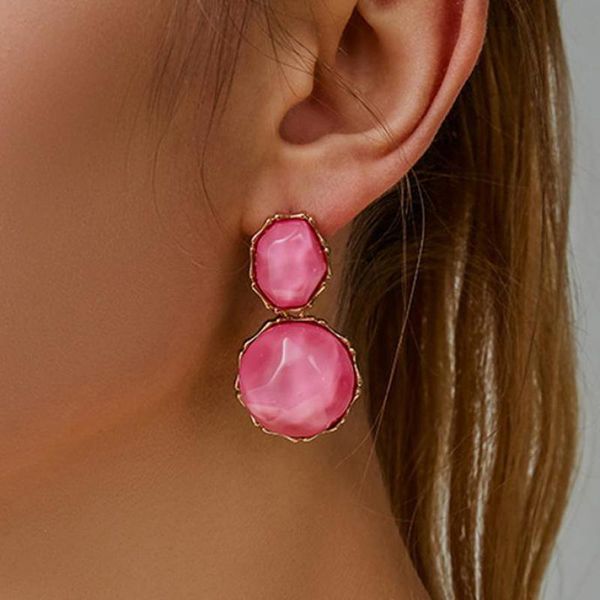 

stud vintage earrings irregular resin for women earing jewelry white pink blue earings geometric earring cf1217, Golden;silver