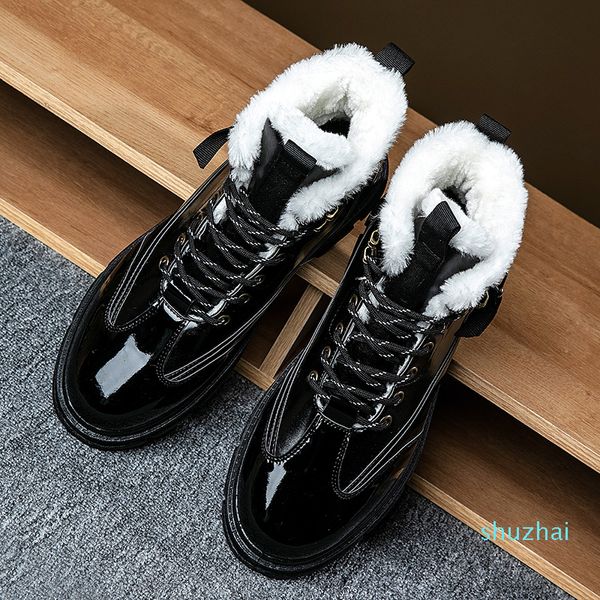 2022 Designer Stiefel Mode Luxus Winter Schnee Stiefel Für Männer Schuhe Glattes Leder Knöchel Halb Schwarz Weiß Bordeaux Plattform im Freien