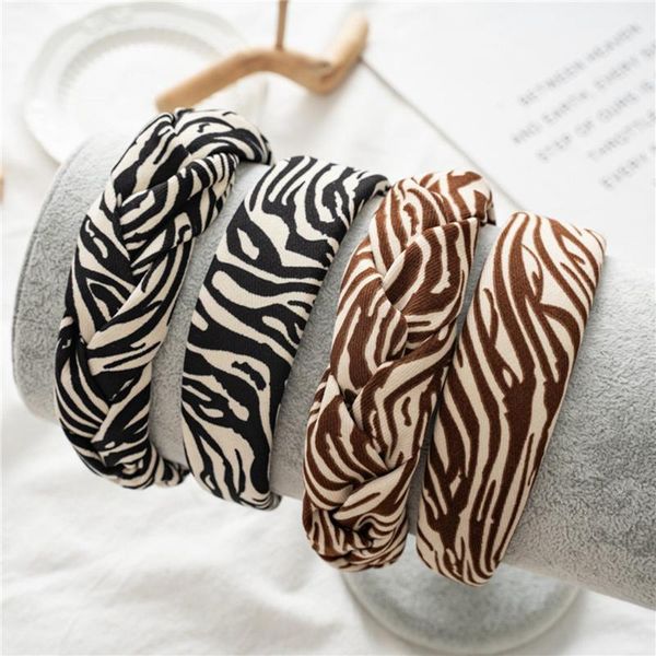 

hair accessories 1pcs knotted head hoop sponge padded fashion wide thick zebra pattern headband