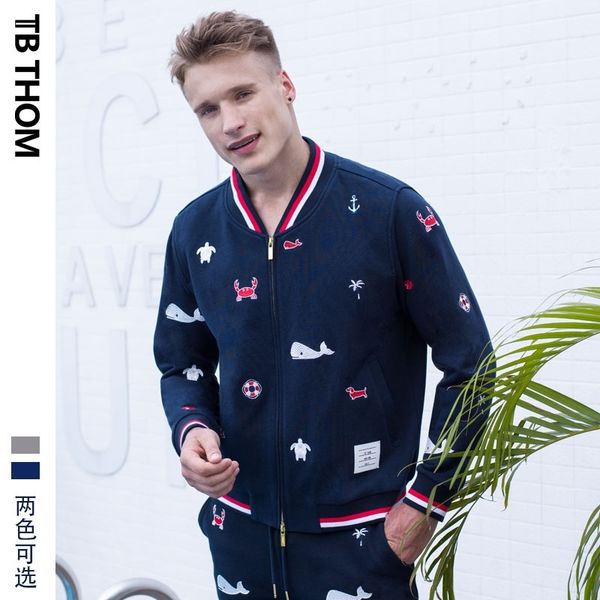 

tb thom embroidered baseball suit men's youth fashion handsome personality coat spring new, Black