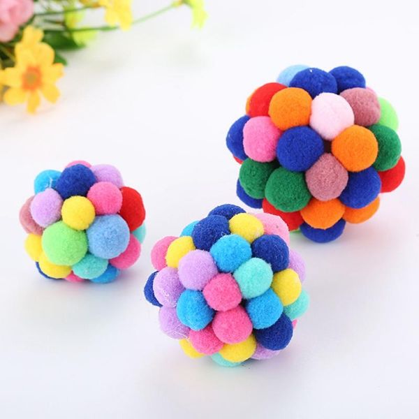 

cat toys pet toy colorful handmade bells bouncy ball built-in catnip interactive