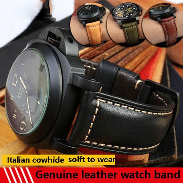 

watch bands genuinel leather fit for j--p italian vintage brown band 24 26 mens, Black;brown