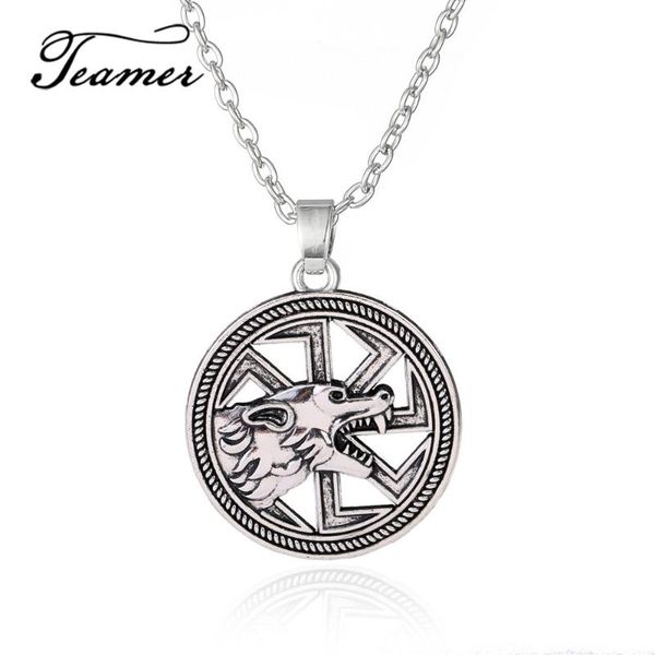 

pendant necklaces teamer /silver color slavic wolf amulet and talisman necklace with giant for man/woman gifts