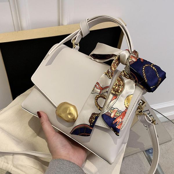 

elegant female ribbon tote bag 2021 spring new quality pu leather women's designer handbag solid color shoulder messenger bag c0227