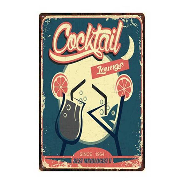 

cocktail lounge mai tai margarita gin fizz metal sign tin poster home decor bar wall art painting 20*30 cm size dy67