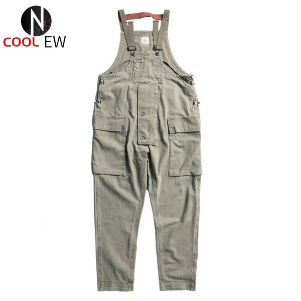 

men's jeans nc-0005 retro heavy washed loose fitting overall, Blue