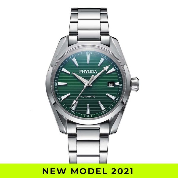 

2021 aqua 100m nh35a automatic watch mode luxury mechanical wristwatch effects ss sapphire crystal, Slivery;brown