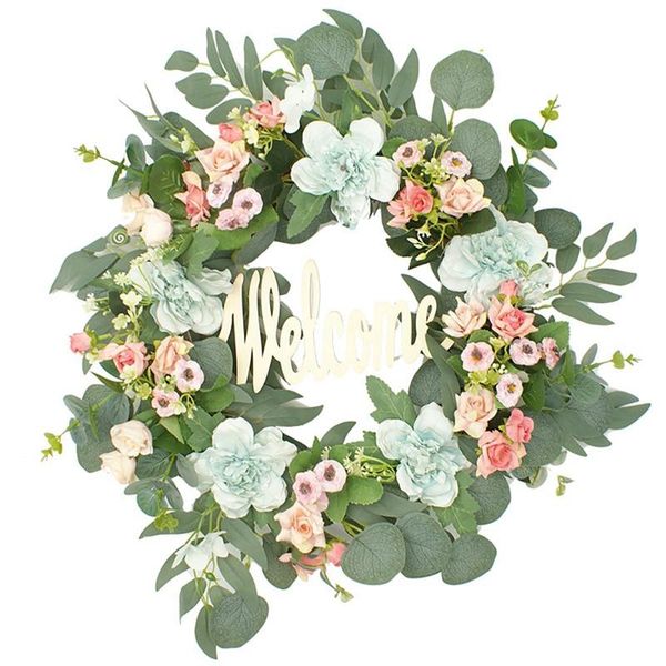 

spring wreath for front door wreath eucalyptus summer handmade welcome farmhouse