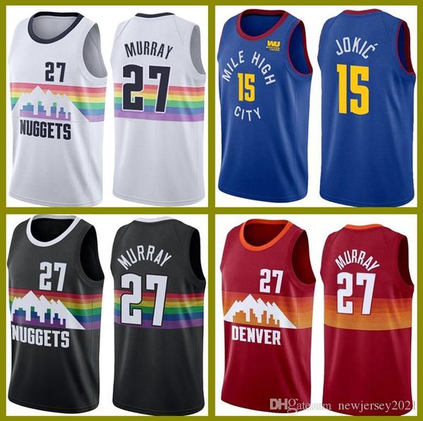 

new denver nuggets nikola jamal 27 murray jerseys lonzo 2 ball 15 jokic tracy 1 mcgrady basketball vince 15 carter zion 1 williamson, Black;red