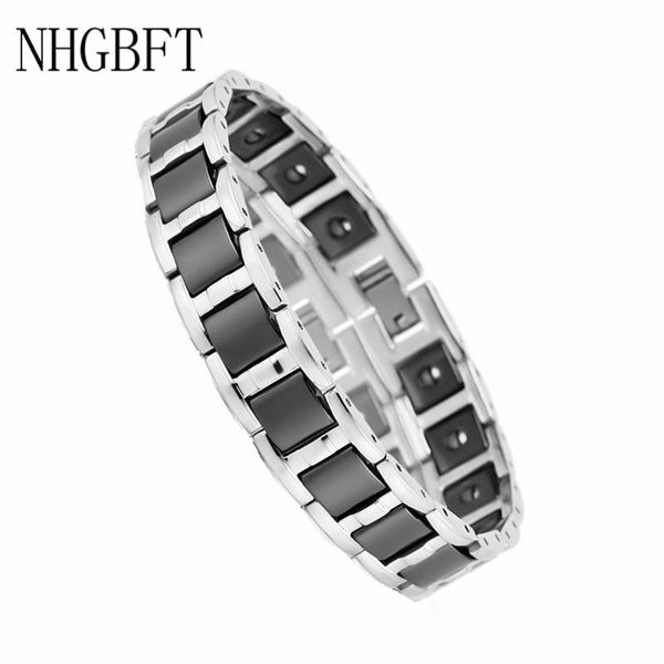 

link, chain nhgbft black ceramic bracelet for mens stainless steel magnetic health hematite energy