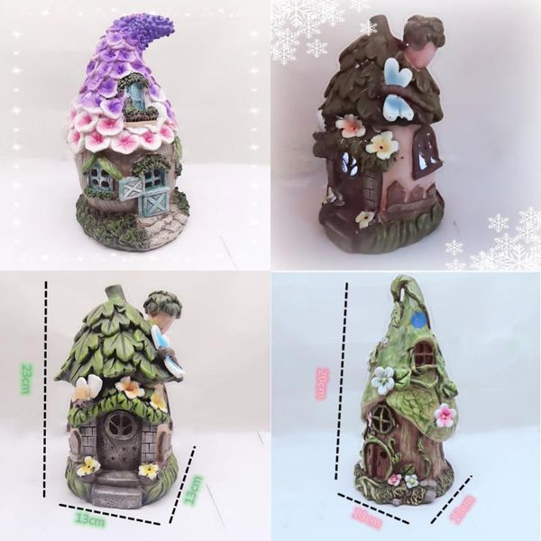 

decorative objects & figurines creative resin fairy house solar garden ornament pixie lawn secret gift crafts indoor decoration simple