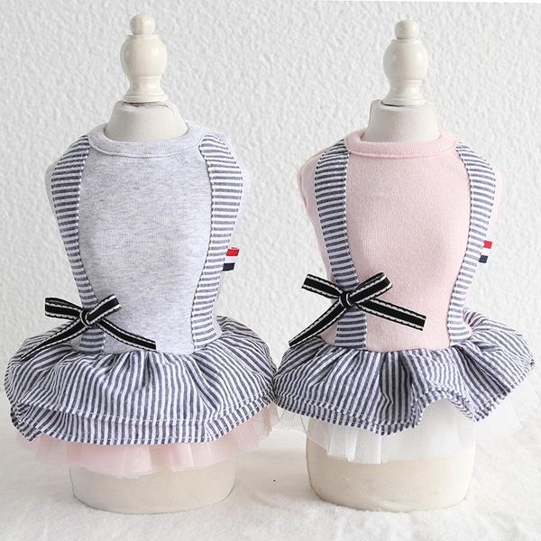 

dog apparel striped bow pet clothes summer dress coat cat wedding floral clothing yorkshire teddy