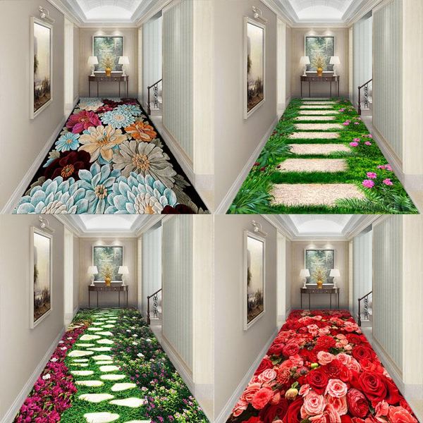 

carpets creative 3d printing garden flower hallway and rugs for bedroom living room carpet kitchen bathroom anti-slip floor mats