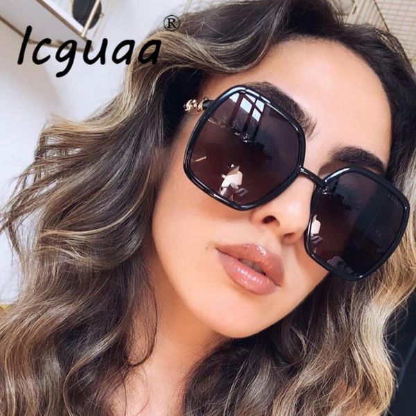 

sunglasses oversized square metal frames gradient shades brand designer eye glasses wear female gafas oculos, White;black