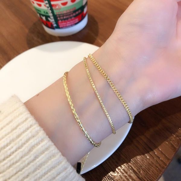 

link, chain metallic golden temperament copper statement bracelet for women all-match accessory, Black