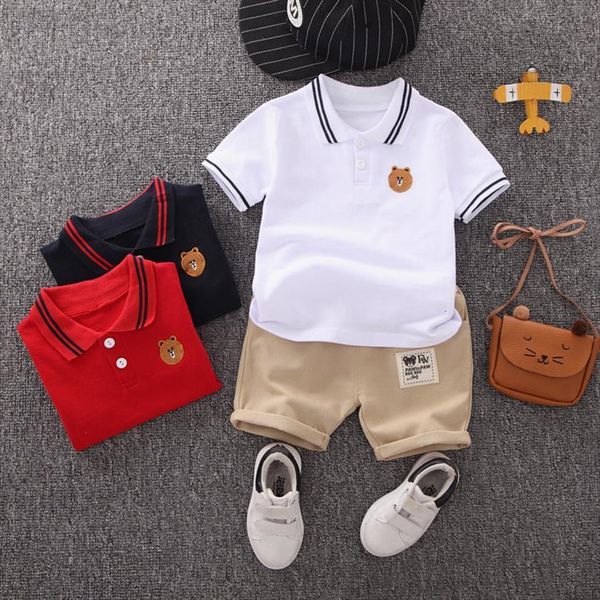 

baby little boys clothing set summer cotton children kids sport suit 1st birthday costume toddler formal clothes sets, White