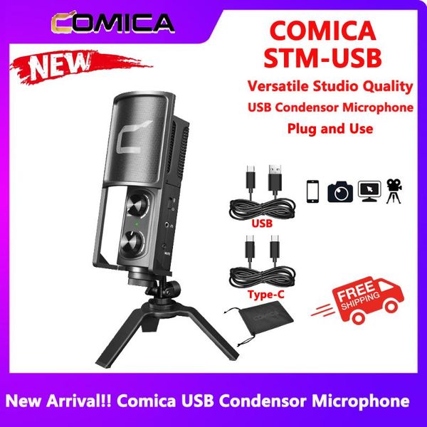 

microphones comica stm-usb versatile metal condenser cardioid microphone for usb c smartphone and computer, studio recording