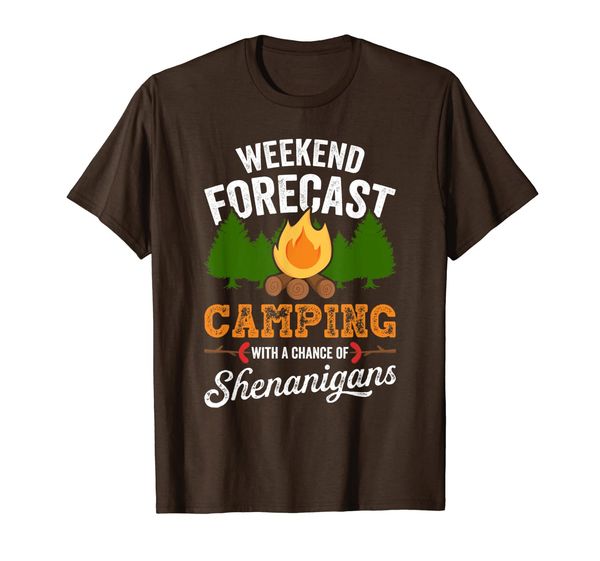 

weekend forecast camping with chance of shenanigans t-shirt, White;black