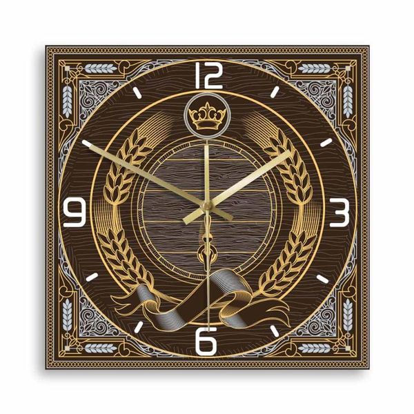 

wall clocks beer barrel printed square clock brewing bar decor home vintage dÃ©cor silent quartz watch alcohol art