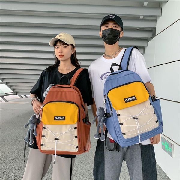 

backpack schoolbag large capacity 2021 nylon color contrast for junior high school students' outdoor travel