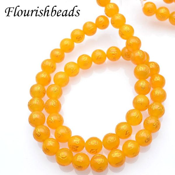 

other natural stone beads yellow agates carved buddhist words om mani padme hum round loose for jewelry making 6~10mm