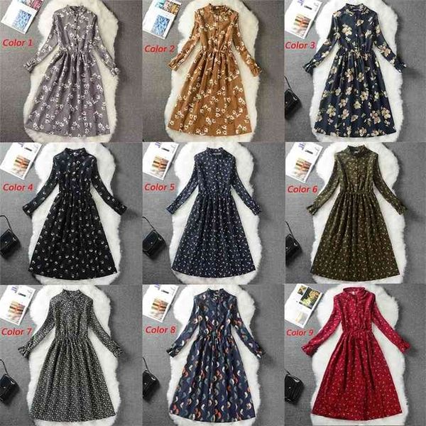 

corduroy high elastic waist vintage autumn winter women full sleeve floral midi dress bodycon party vestido 25 colors, Black;gray