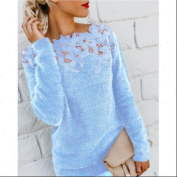 

women autumn winter fleece pullover lace hollow out plush sweater slash neck knitted sweater plus size casual jumpers, White;black