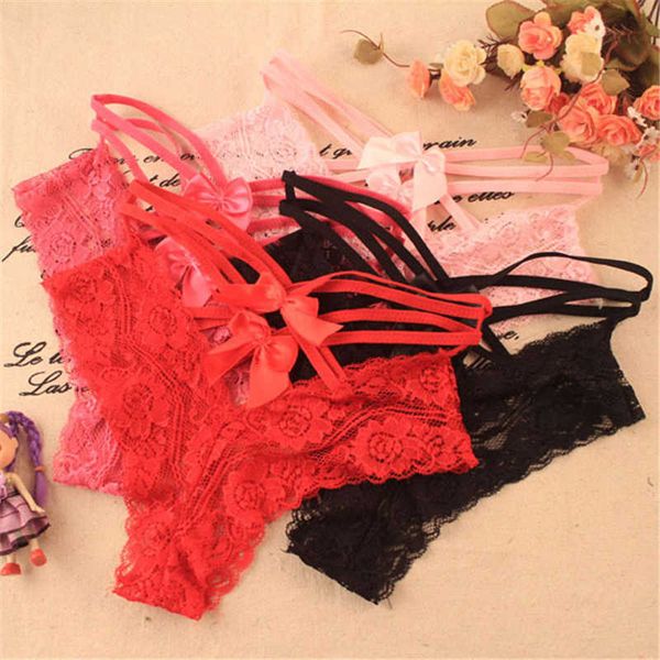 

salablenew women lingerie lace bow button panties ladies knickers 4 colors, Black;pink