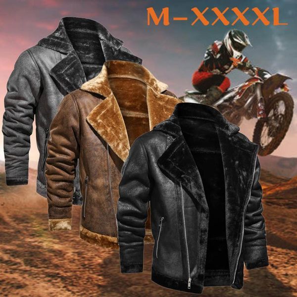 

winter men's jackets fashion jacket vintage turn-down collar solid imitation leather coat fashion men outwear high quality, Black;brown