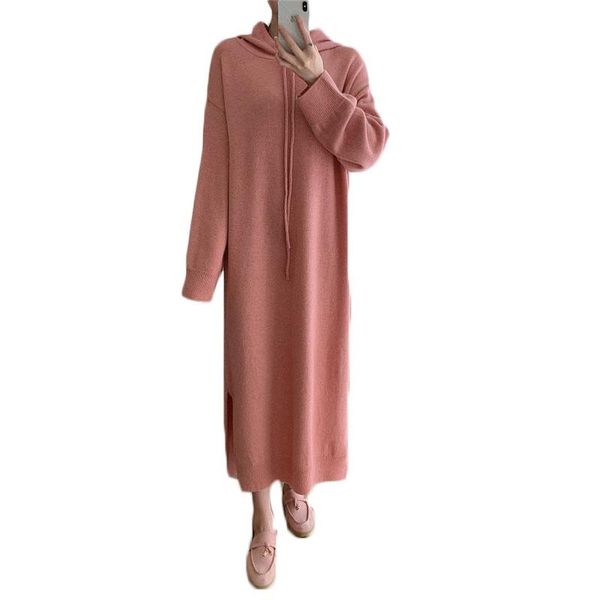 

casual dresses wsyore autumn and winter korean loose wild hooded long-sleeve sweatshirt dress mid-long sweater hoodies women ns2768, Black;gray