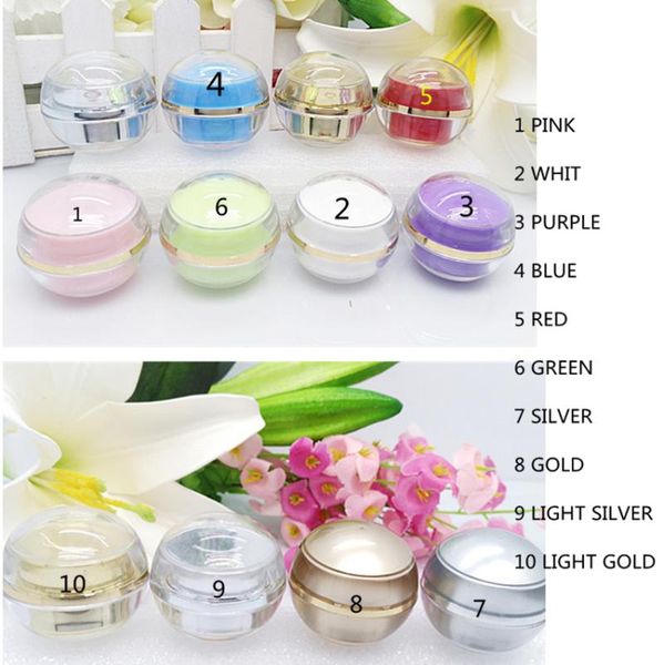 

storage bottles & jars 50pcs ball shape acrylic cosmetic cream jar small bottle eye gold silver pink green blue red 5g