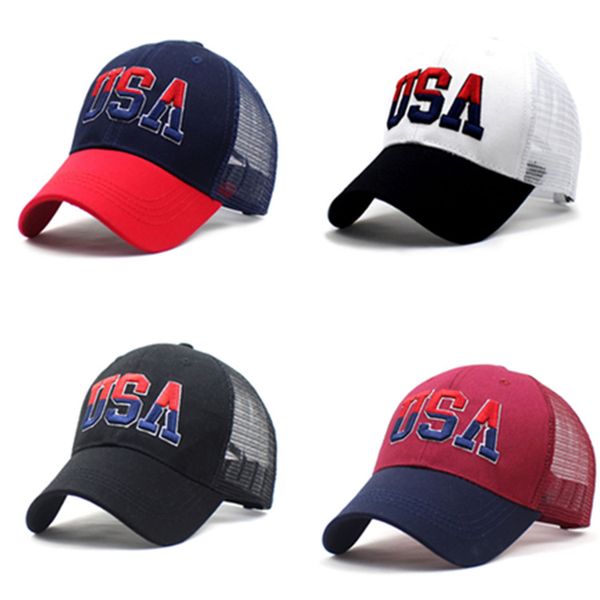 

usa trucker hat embroidery snapback mesh curved baseball cap men and women casquette caps snapback summer sun visors, Blue;gray