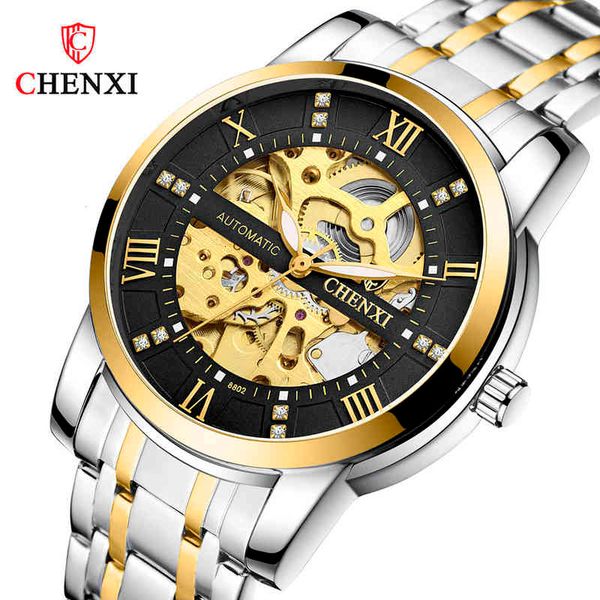 

fire 2021 new chenxi 40mm men mechanical watches rvs automatic saffier glass relogio masculino, Slivery;brown