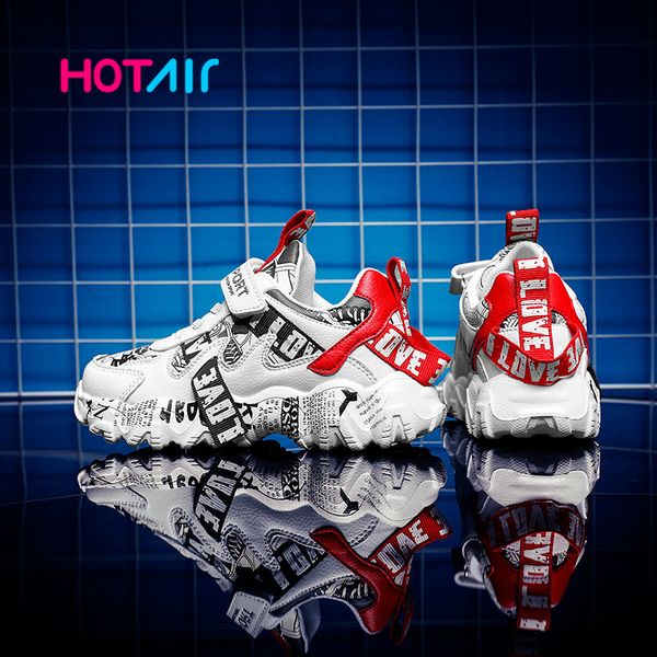 

2021 spring sneakers kids sports shoes for boys children casual boy sneaker graffiti girls student shoes child anti-slippery, Black;red