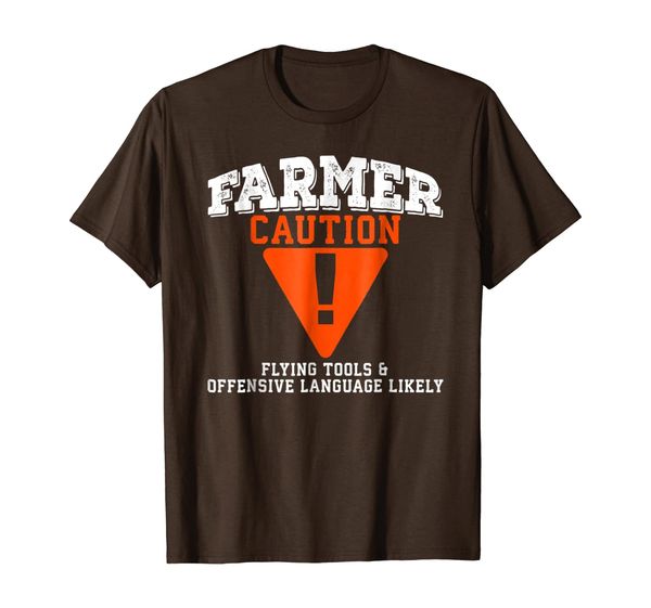 

farmer caution flying tools offensive language likely tee, White;black