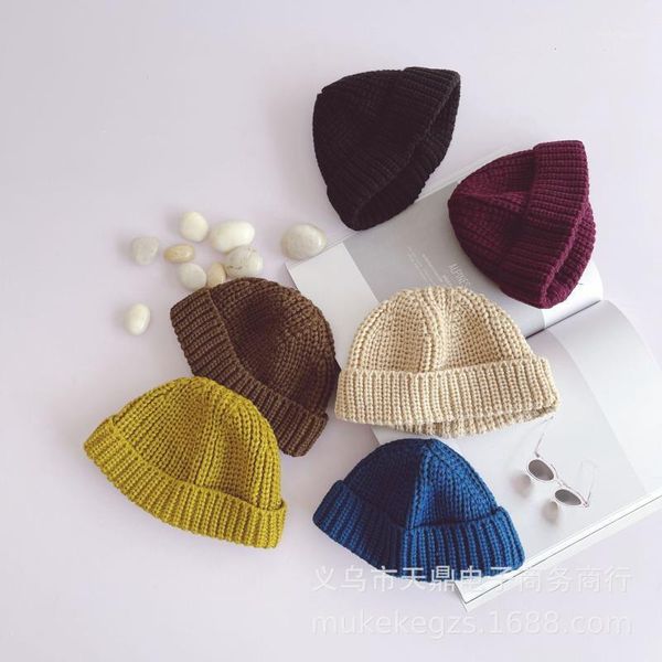 

caps & hats 2021 baby autumn and winter knitted hat boys girls woolen boy1, Yellow