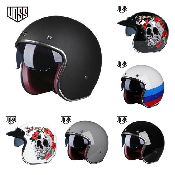 

motorcycle helmets voss /4 open half helmet capacete vintage abs material scooter
