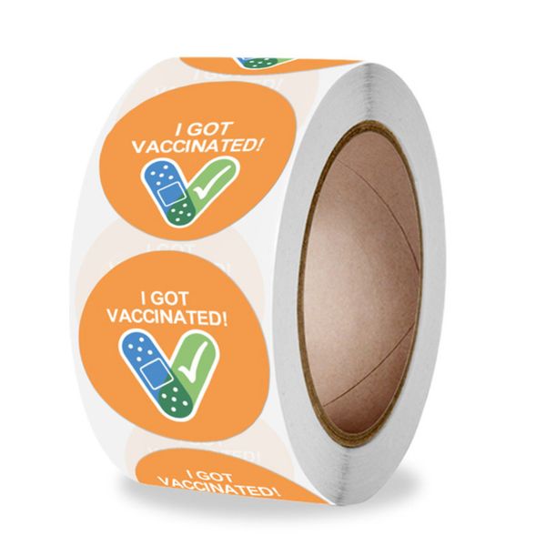 

500pcs roll i got vaccinated 2021 vaccinated sticker round sticker self adhesive stickers label party funny gift in stock h25hlas, Red;brown