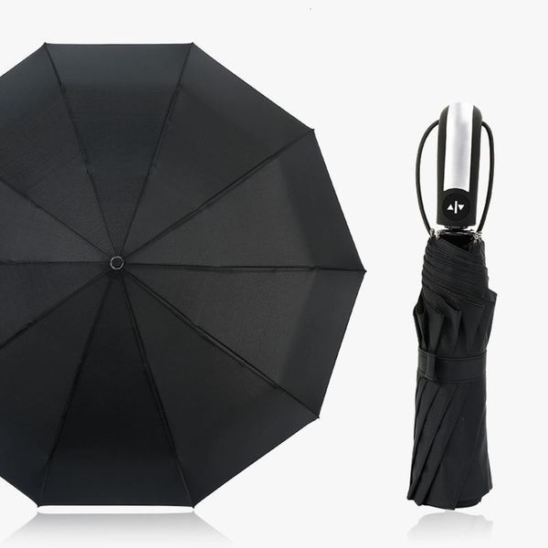 

10 bone three fold umbrella silver handle automatic sunshade sunscreen ing
