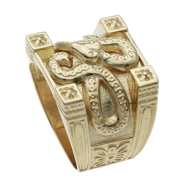 

selling plated ring beset sanjie men's gold creative flower snake punk hip hop jewelry alloy, Silver